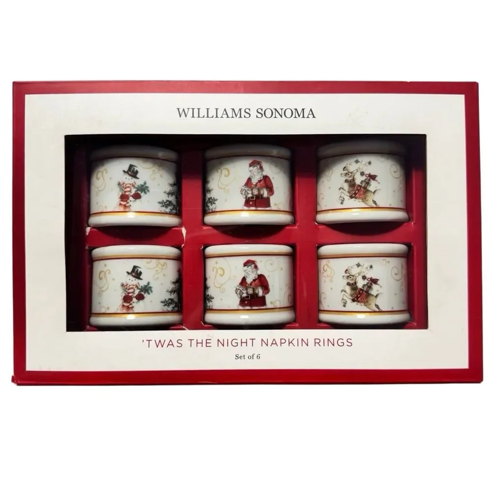 Williams Sonoma 'Twas the Night Before Christmas Napkin Rings, Set of 6